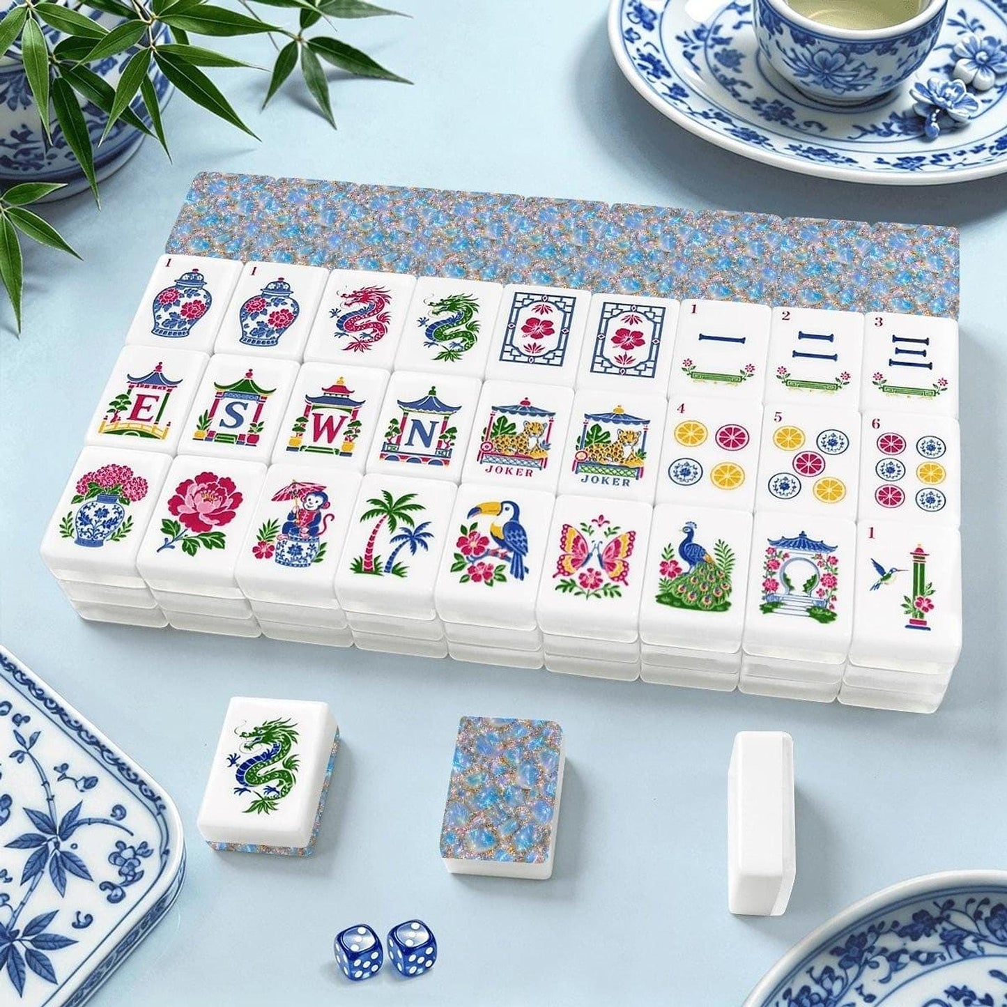 Opal Dreams American Mahjong Tiles (Traditional Porcelain Style)