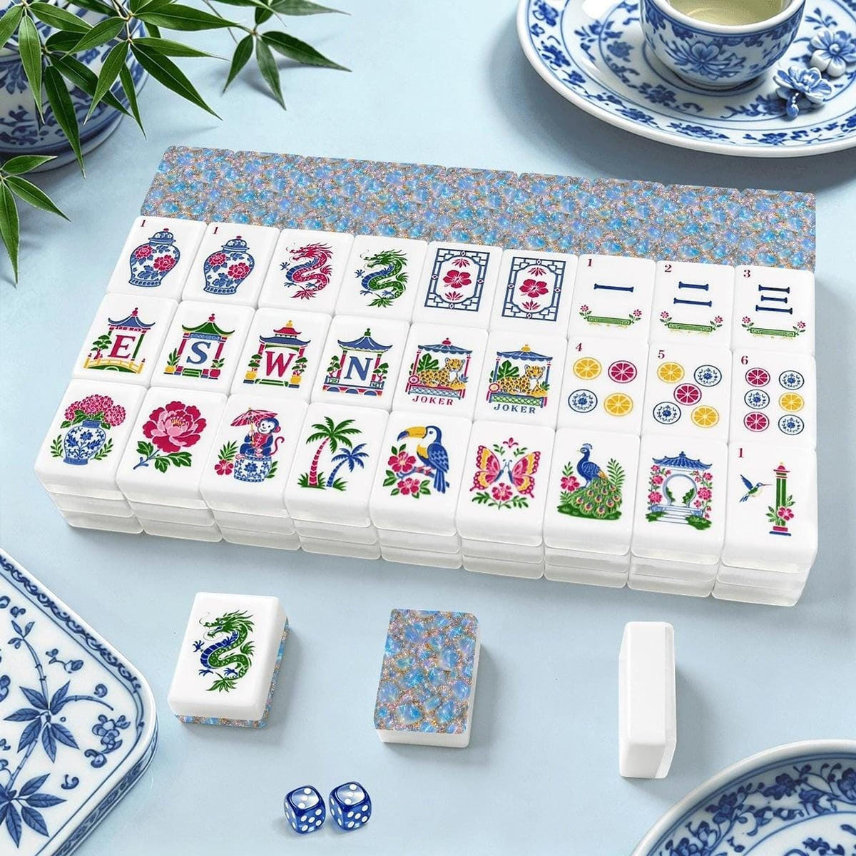 Opal Dreams American Mahjong Tiles (Traditional Porcelain Style)