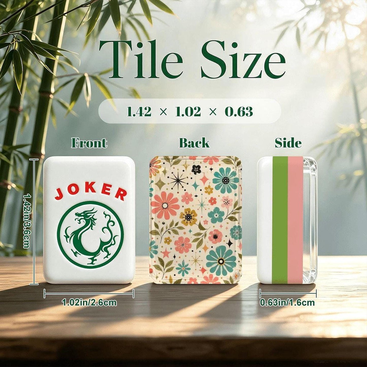 Mahjong Lover Gift, Retro Floral Acrylic Tile Set, 166 Pieces