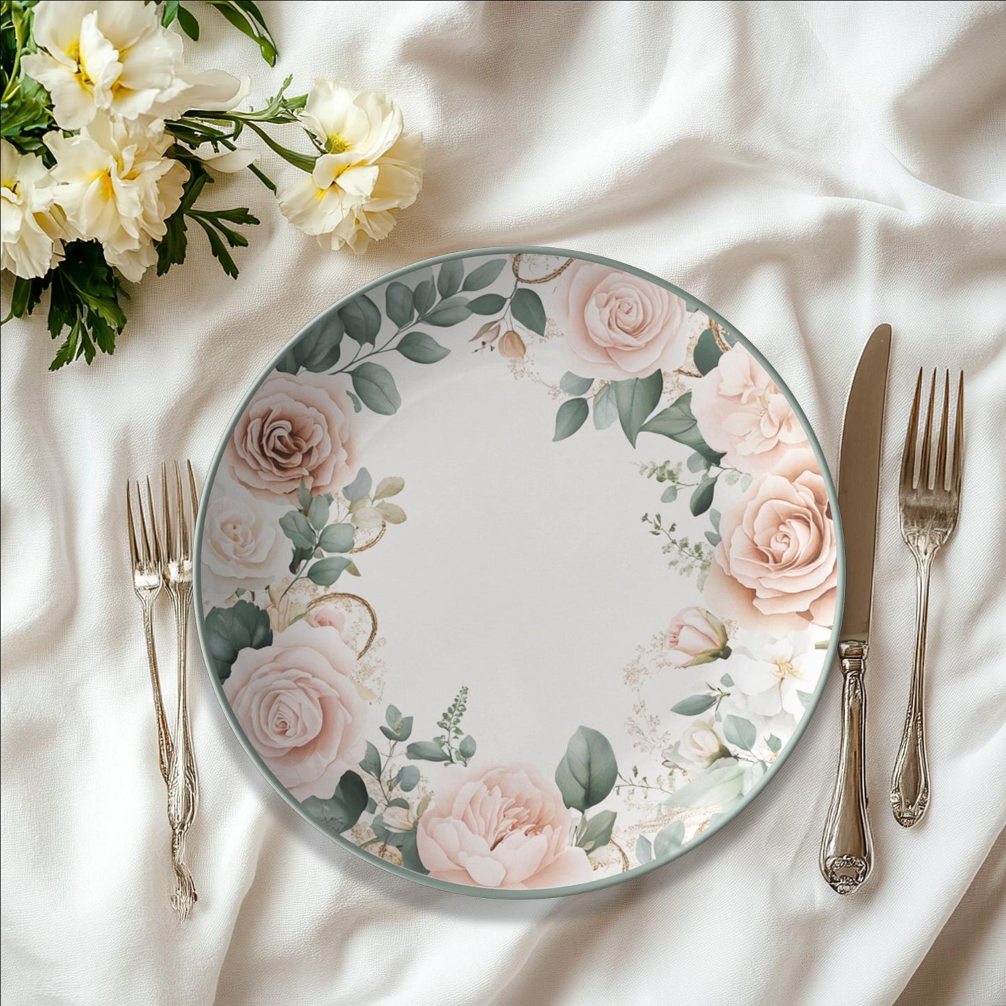 Dishwasher Safe Dish, 10 x 10 Inch ThermoSaf Floral Dinnerware Set, Three Styles