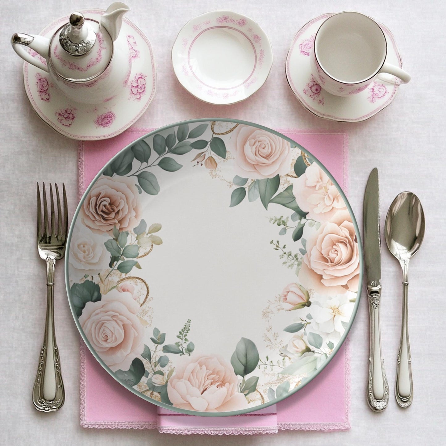 Dishwasher Safe Dish, 10 x 10 Inch ThermoSaf Floral Dinnerware Set, Three Styles
