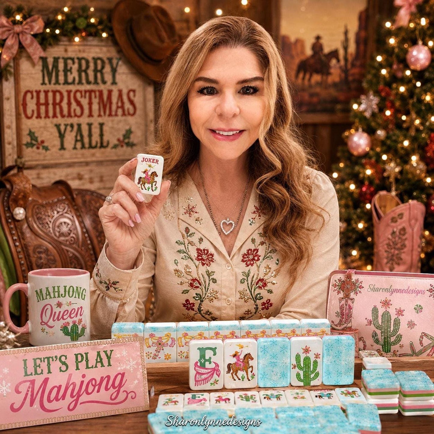 American Mahjong Tile Set, Acrylic Snowflake Western Christmas Design, 160 Pieces