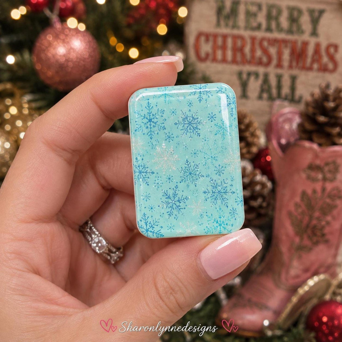 American Mahjong Tile Set, Acrylic Snowflake Western Christmas Design, 160 Pieces