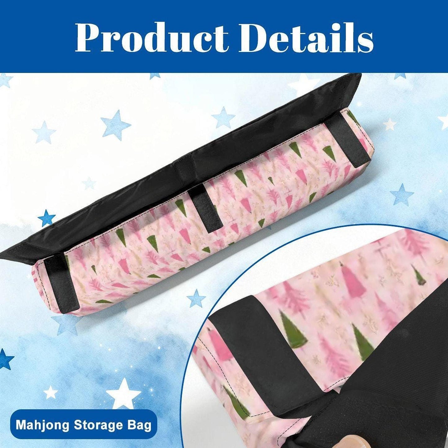 Pink Tree Mahjong Bag Set – 3 Piece Canvas Storage & Travel Set
