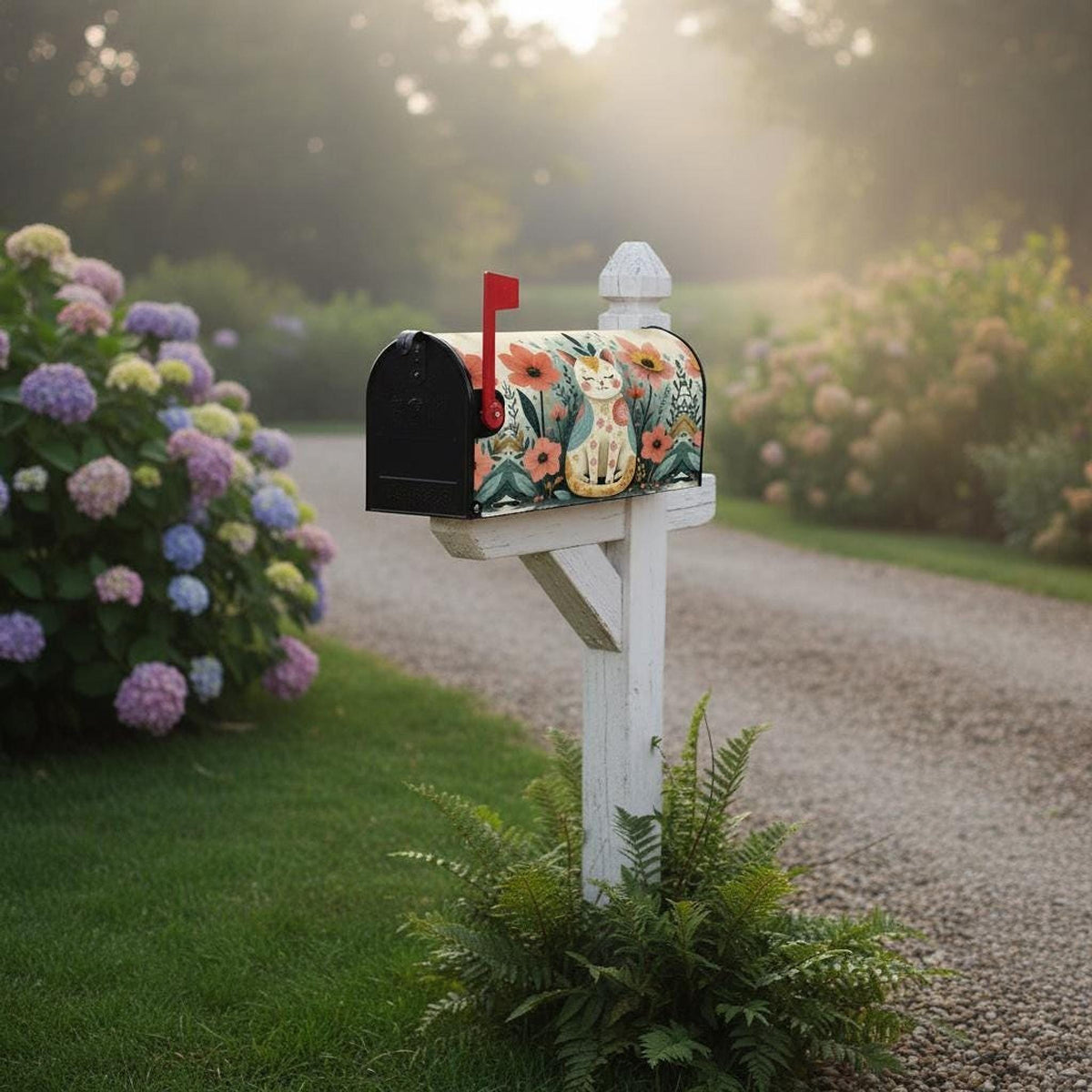 Cat Magnetic Mailbox Cover - Decorative Outdoor Garden Post Box Decor for Cat Lovers