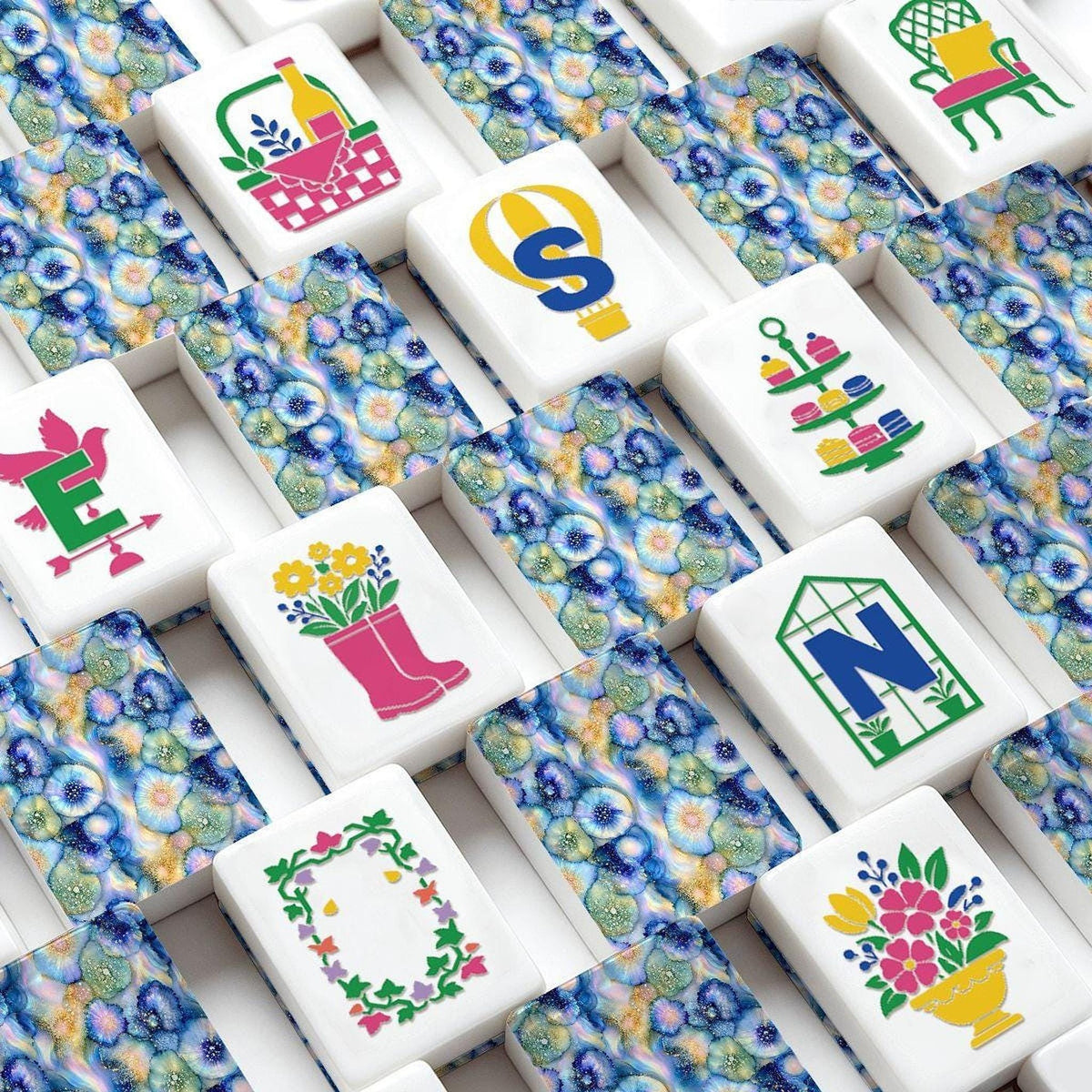 Ocean Dreams American Mahjong Tiles – Floral Garden Style