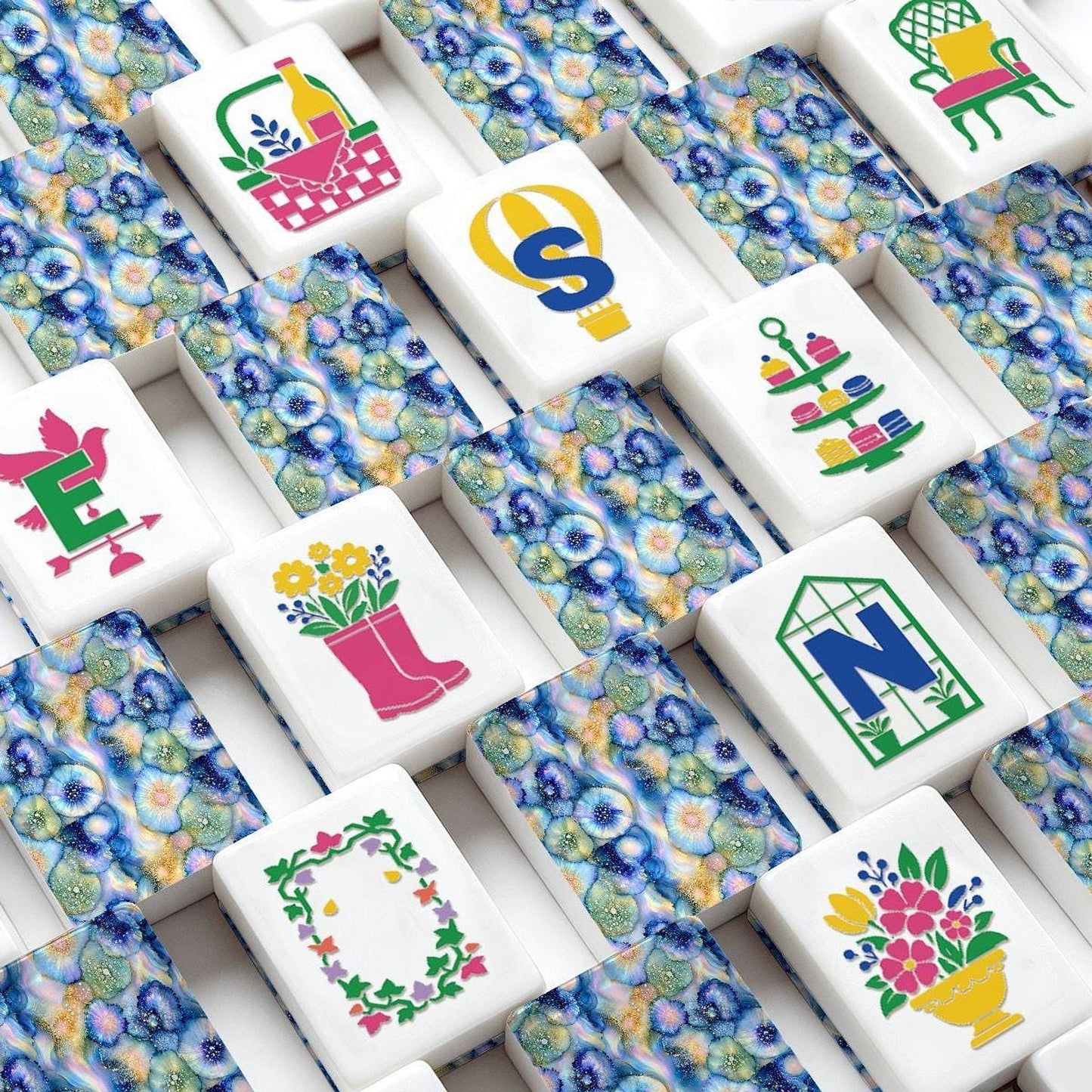 Ocean Dreams American Mahjong Tiles – Floral Garden Style