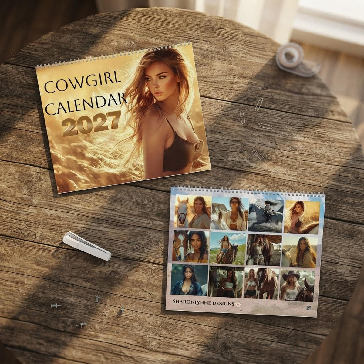 Cowgirl Calendar 2027, Scenic Horse Portraits with Writable Matte Grids