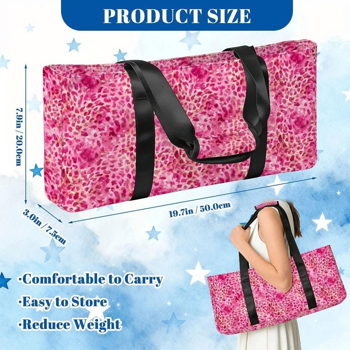 Mahjong Bag Set, Pink Cheetah Canvas 3-Piece Travel Storage Organizer