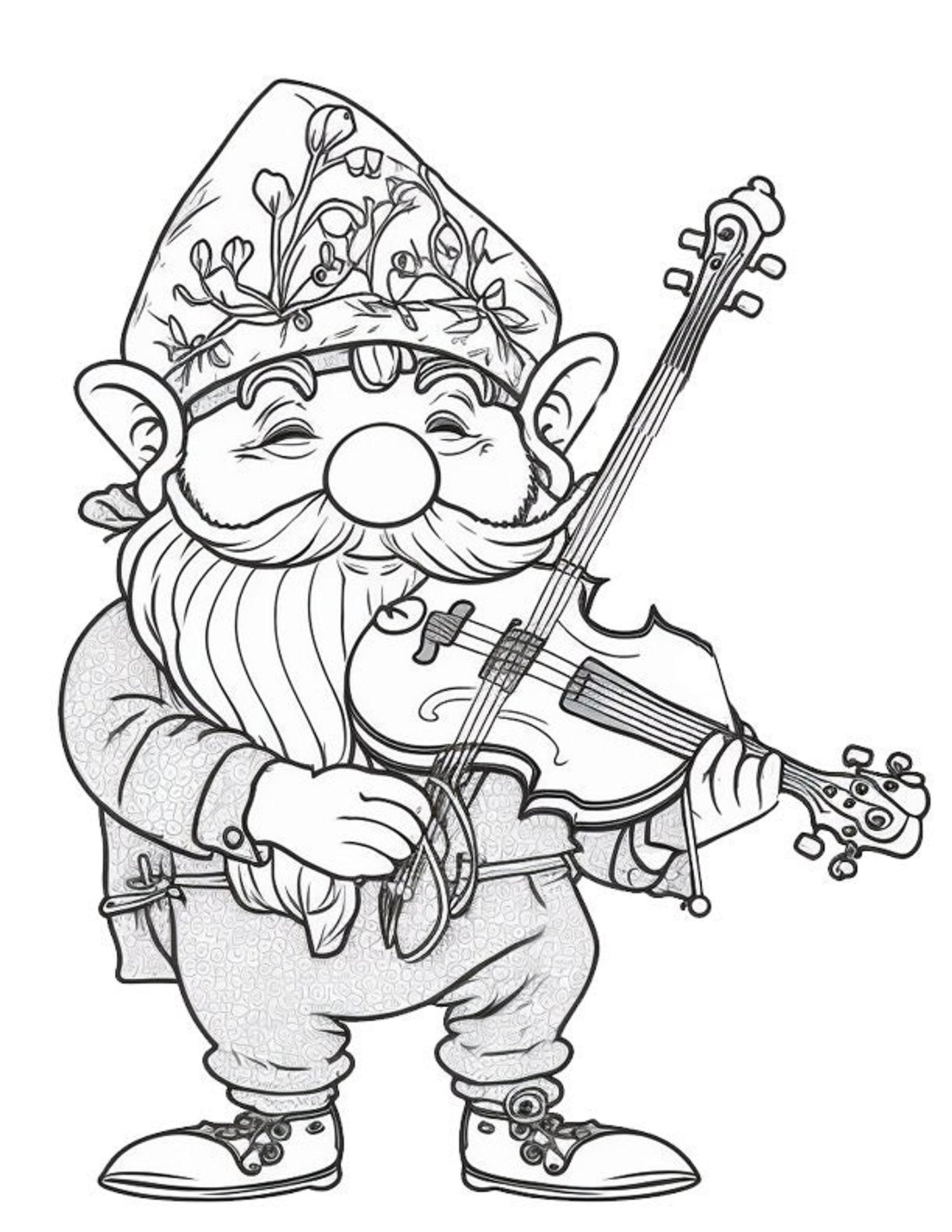 Coloring Download 20 Gnome Pages, Printable 8.5 x 11 Inch Digital File