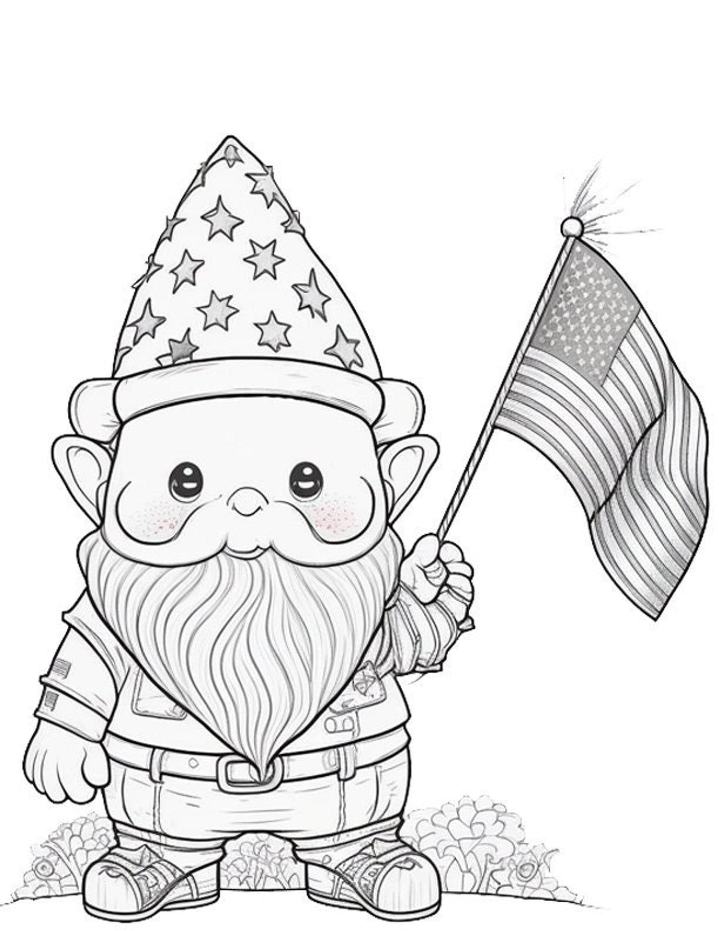 Coloring Download 20 Gnome Pages, Printable 8.5 x 11 Inch Digital File