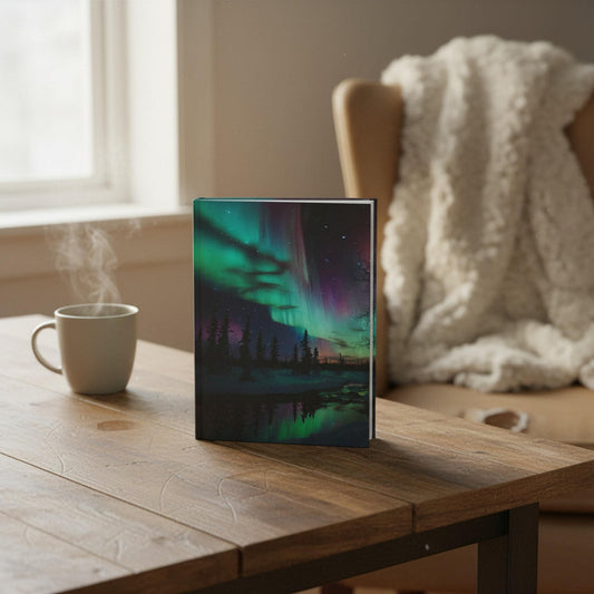 Aurora Borealis Inspired Hardcover Journal, Northern Lights Design for Creative Expression