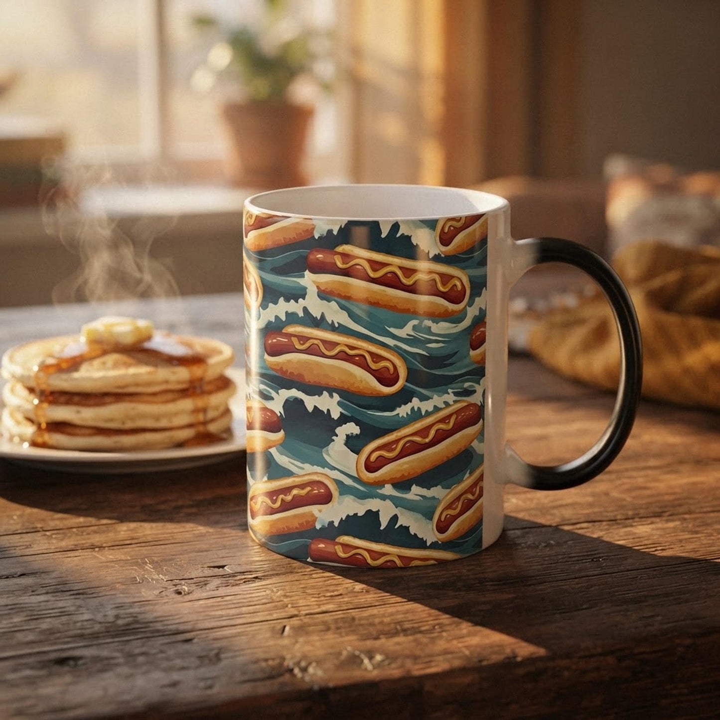 Color-Changing Hot Dog Mug, 11oz Ceramic Heat-Activated Coating