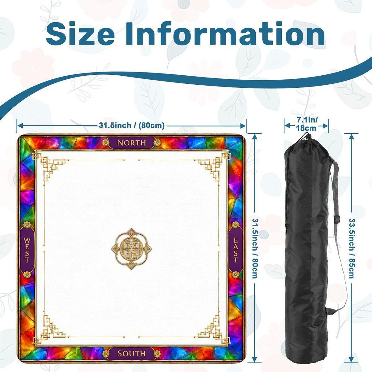 Mahjong Game Mat – Vibrant Non-Slip Playing Surface with Carry Bag