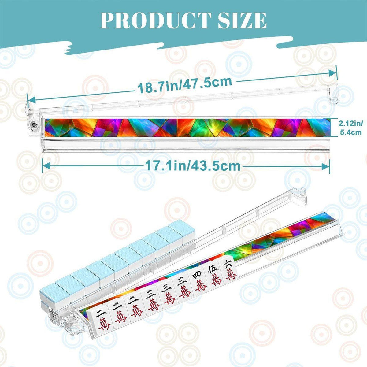 Mahjong Tile Pushers – Set of 4 Prism Radiance Acrylic Racks with Rainbow Design