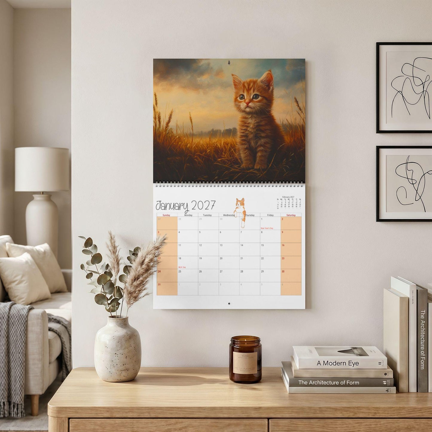Ginger Cat Calendar 2027, Monthly Planner with Cat Photos