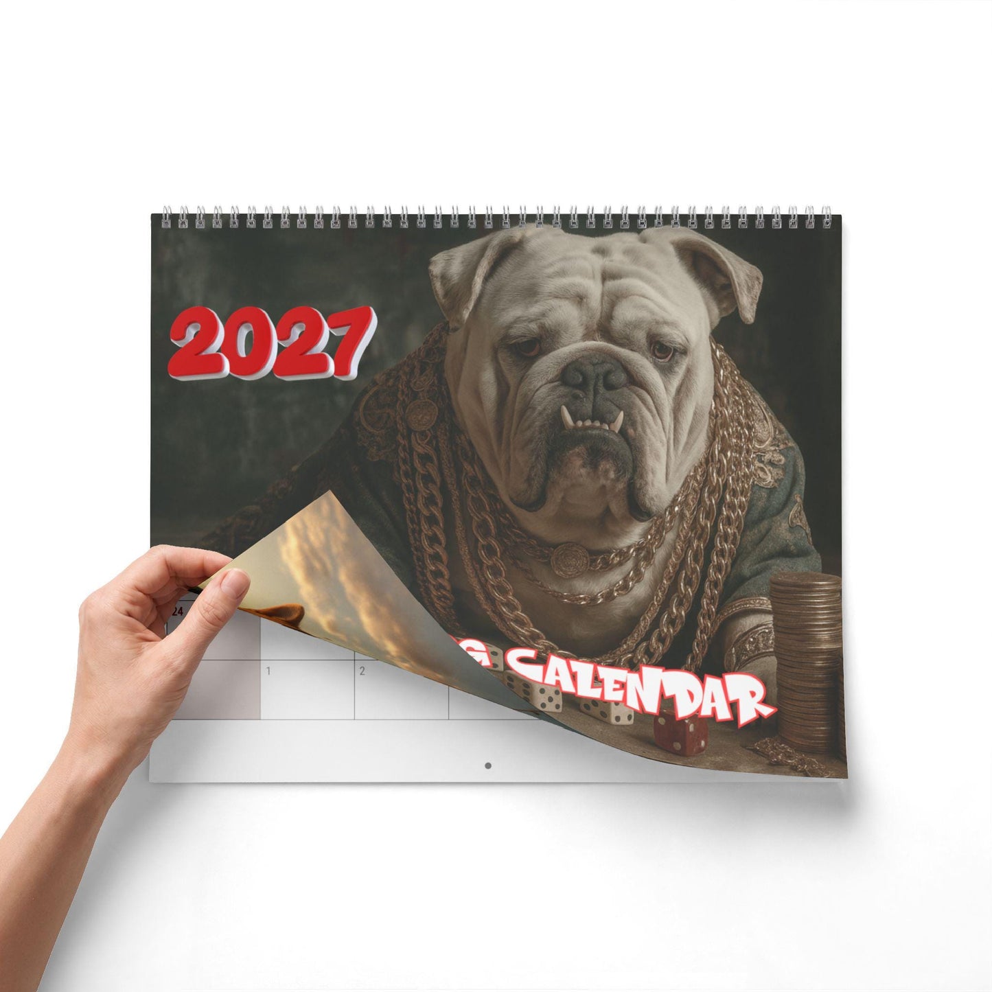 2027 Dog Wall Calendar, Blank Writable Monthly Planner with Wire Binding
