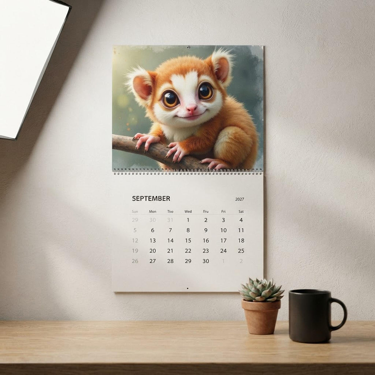2027 Tarsier Wall Calendar | Vibrant Animal Art, Writable Grids (11"x8.5")