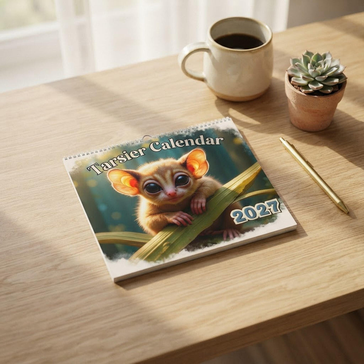 2027 Tarsier Wall Calendar | Vibrant Animal Art, Writable Grids (11"x8.5")