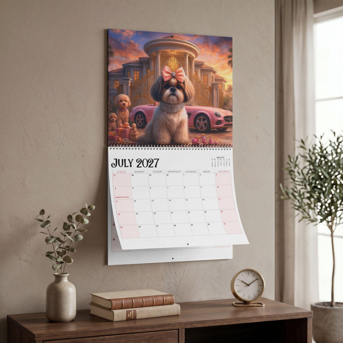 2027 Dog Wall Calendar, Writable Monthly Planner with Wire Binding
