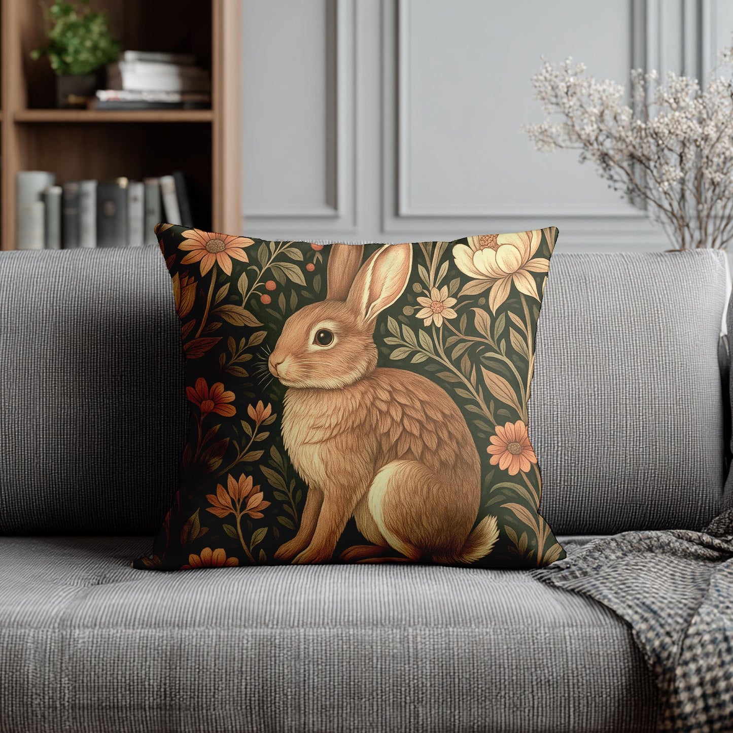 Faux Suede Bunny Pillow Cover, Double-Sided Print with Polyester Insert