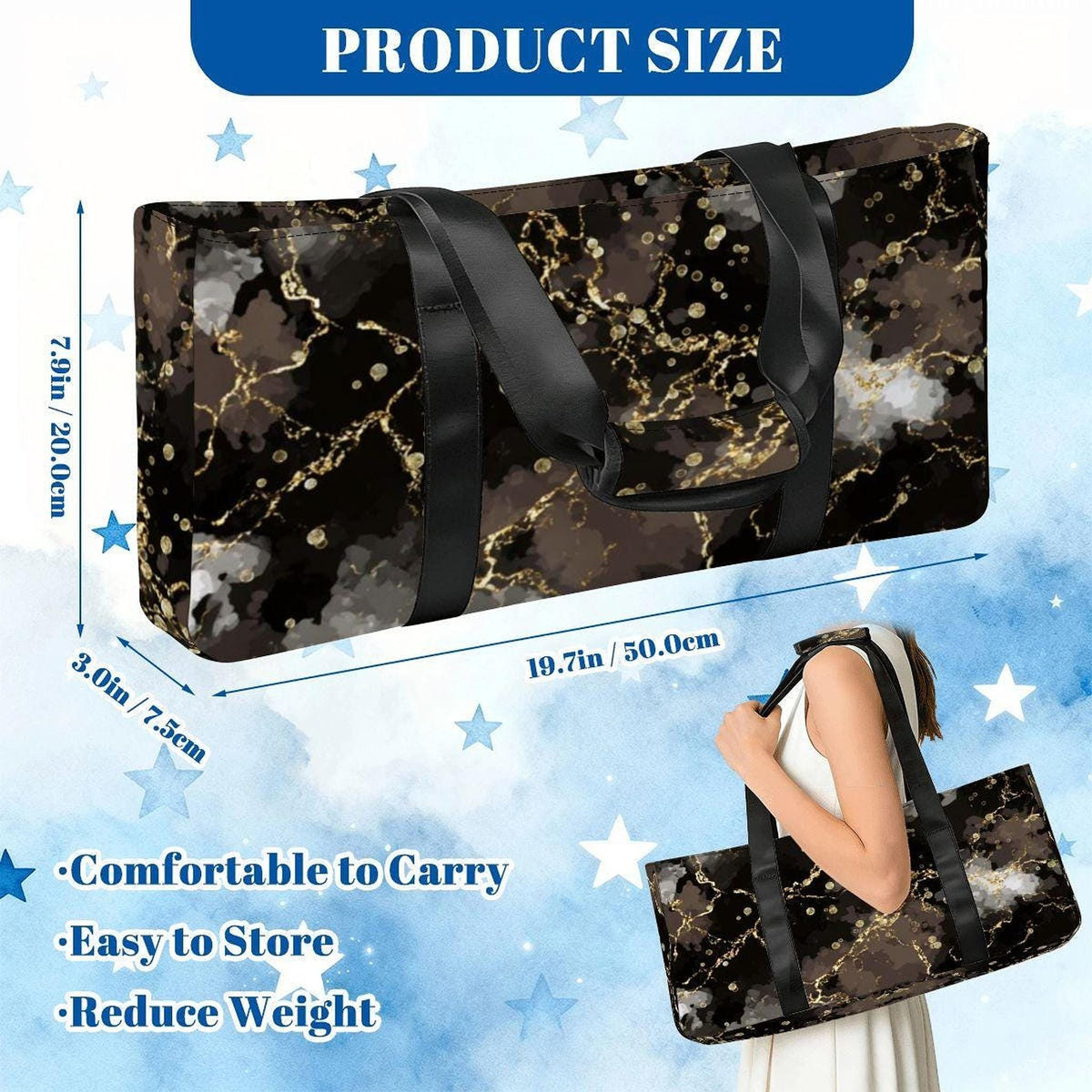 Black Marble Mahjong Bag Set, 3-Piece Canvas Storage Organizer