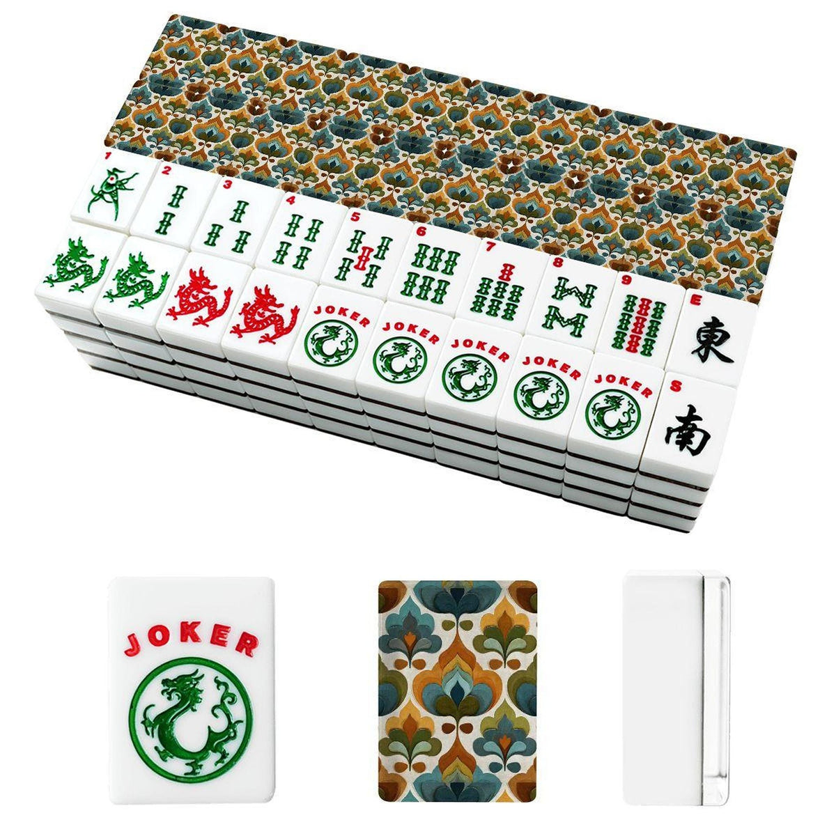 Retro American Mahjong Tiles Set | 166-Piece Acrylic Game Night Gift
