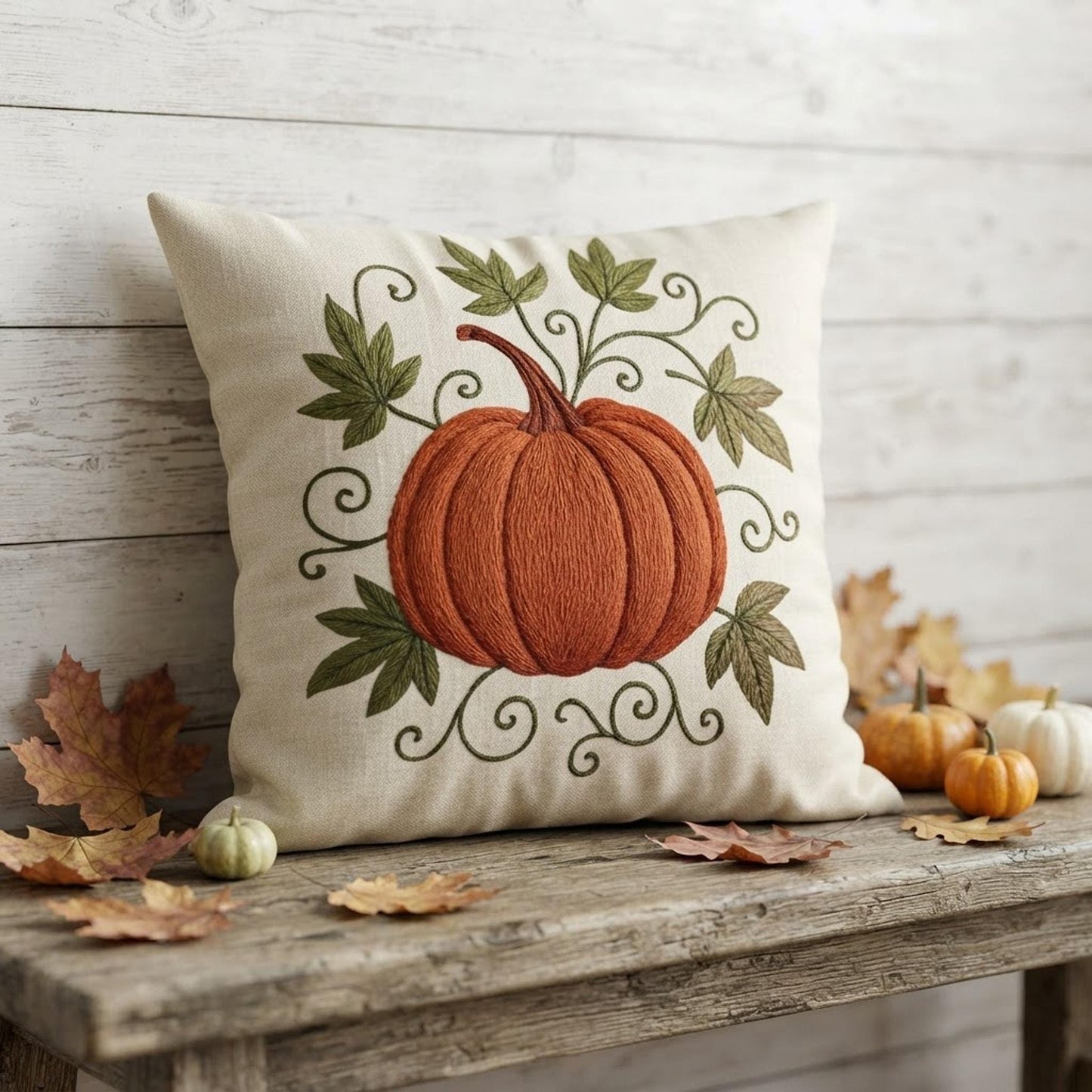 Decorative Farmhouse Pillowcase, 100% Faux Suede Double-Sided Pumpkin Print, Four Sizes