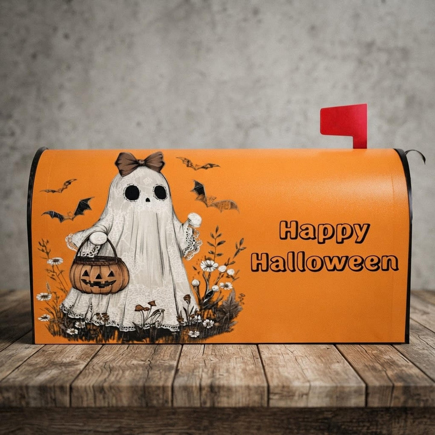 Weatherproof Holiday Mailbox Wrap, Waterproof 100% Oxford Polyester with Magnetic Halloween Design