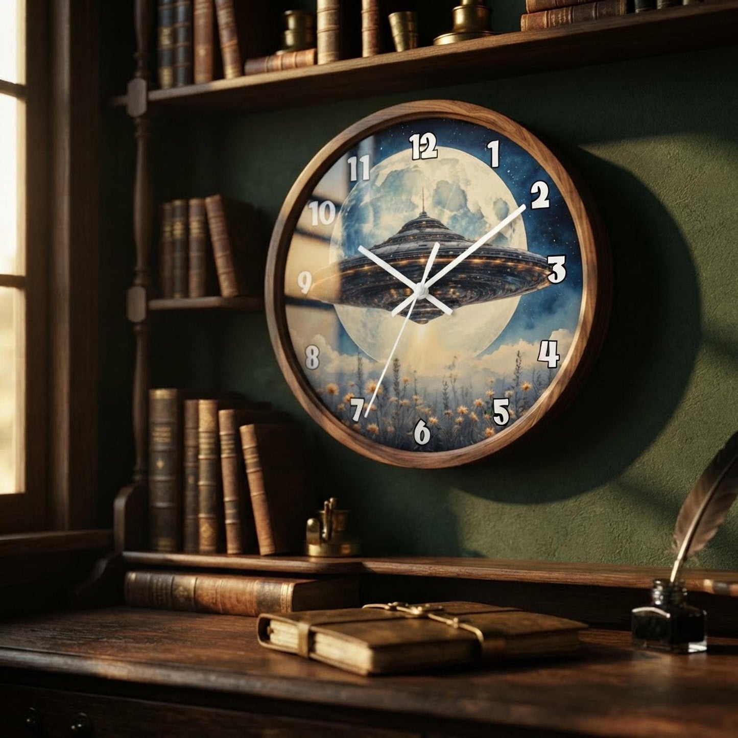 Operated Battery Wall Clock, 10-Inch Plexiglass Face with Silent Mechanism