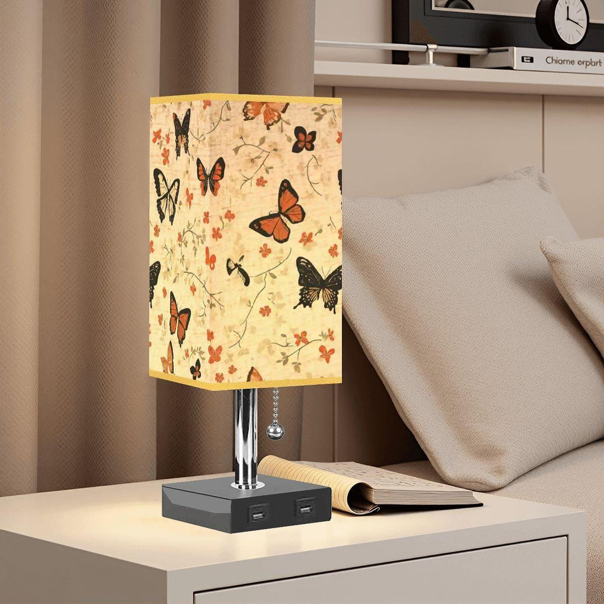 Butterfly Table Lamp with USB Port and Gold Accent for Modern Home Decor
