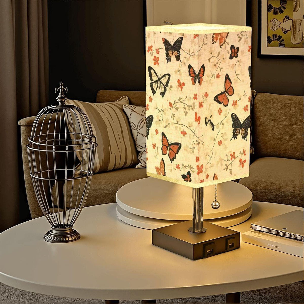 Butterfly Table Lamp with USB Port and Gold Accent for Modern Home Decor