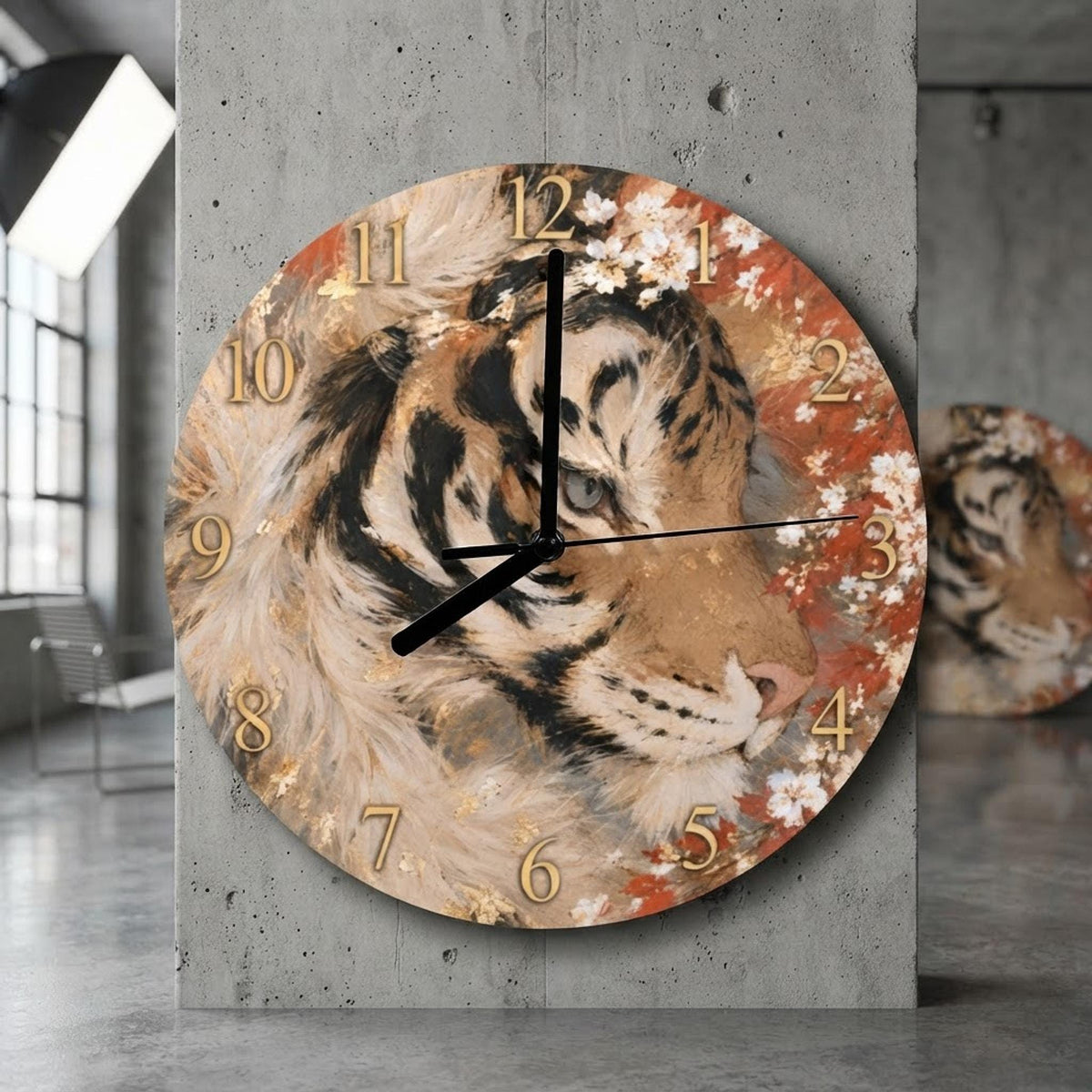 Tiger Wall Clock, 11.6-Inch MDF Decor with Frameless Wildlife Art