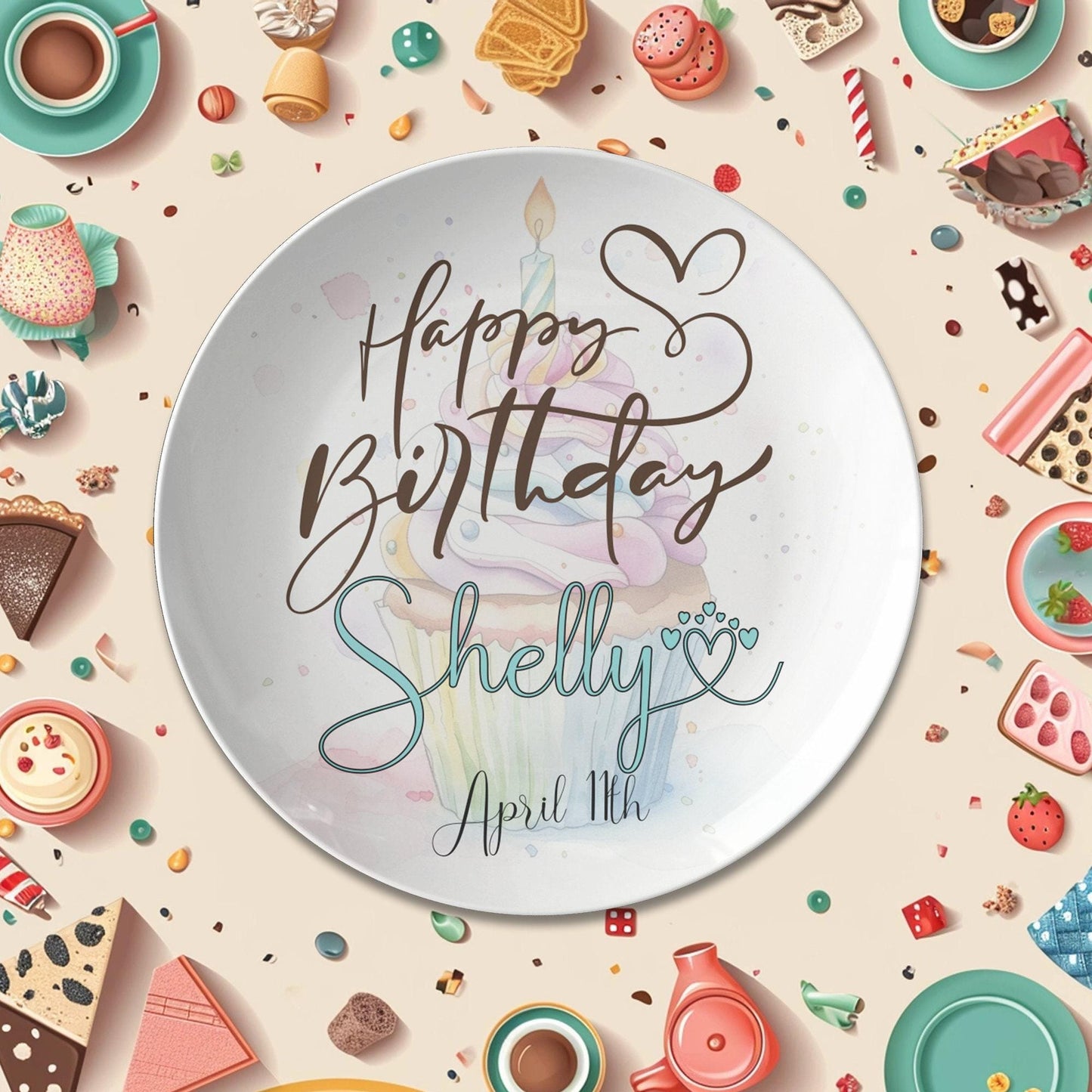 Personalized Birthday Plate, 10-Inch ThermoSaf Polymer with Name and Birth Date