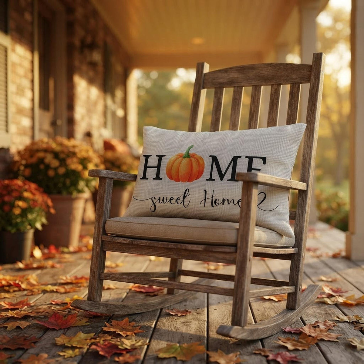 Lumbar Cushion, Fall Polyester Accent with Double-Sided Seasonal Print