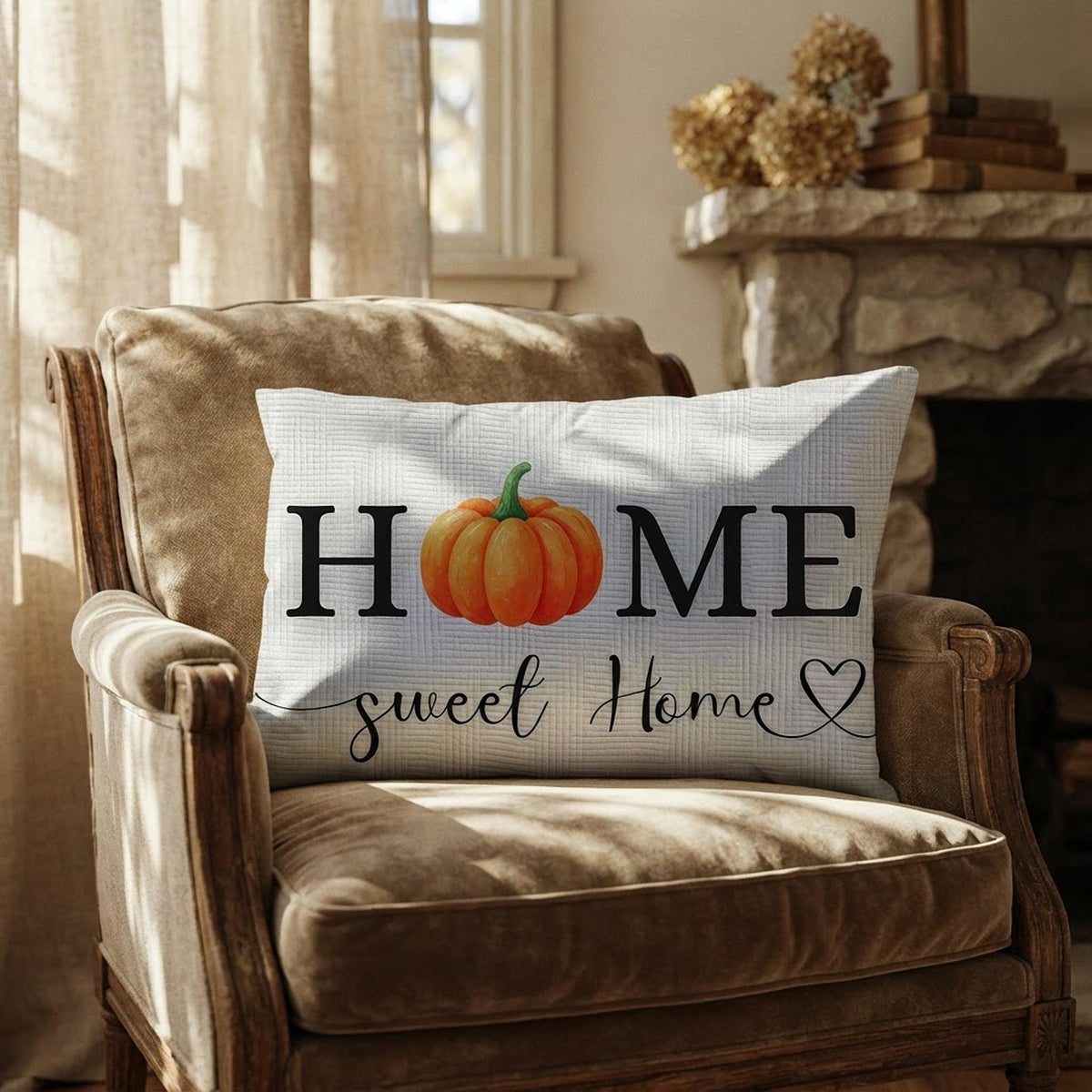 Lumbar Cushion, Fall Polyester Accent with Double-Sided Seasonal Print