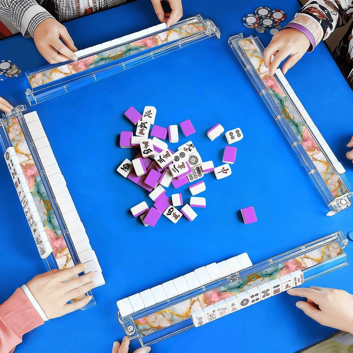 Marble Mahjong Tile Pusher Racks 4pcs