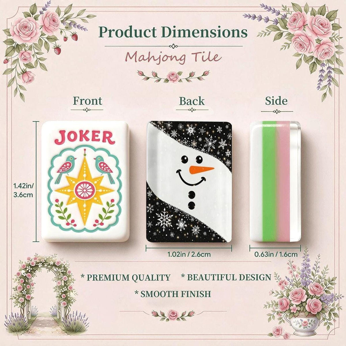 American Mahjong Set, 160 Acrylic Tiles with Custom Illustrated Snowman Jokers
