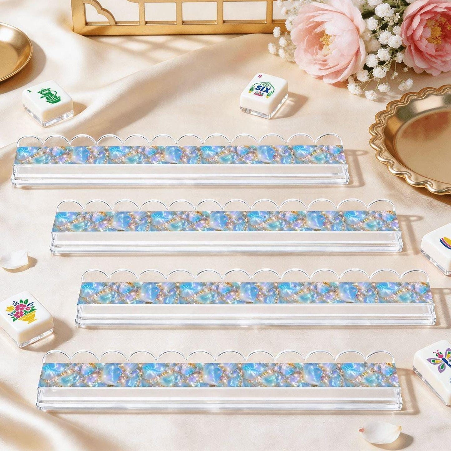 Opal Mahjong Rack Set Of 4, Acrylic Extended 20.08-Inch Design