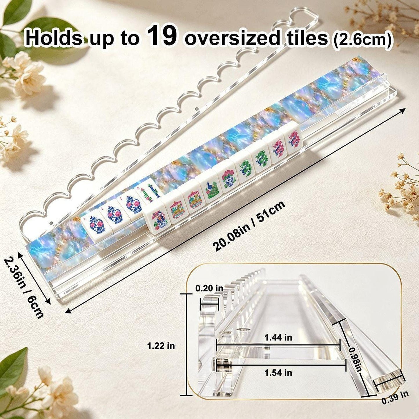 Opal Mahjong Rack Set Of 4, Acrylic Extended 20.08-Inch Design