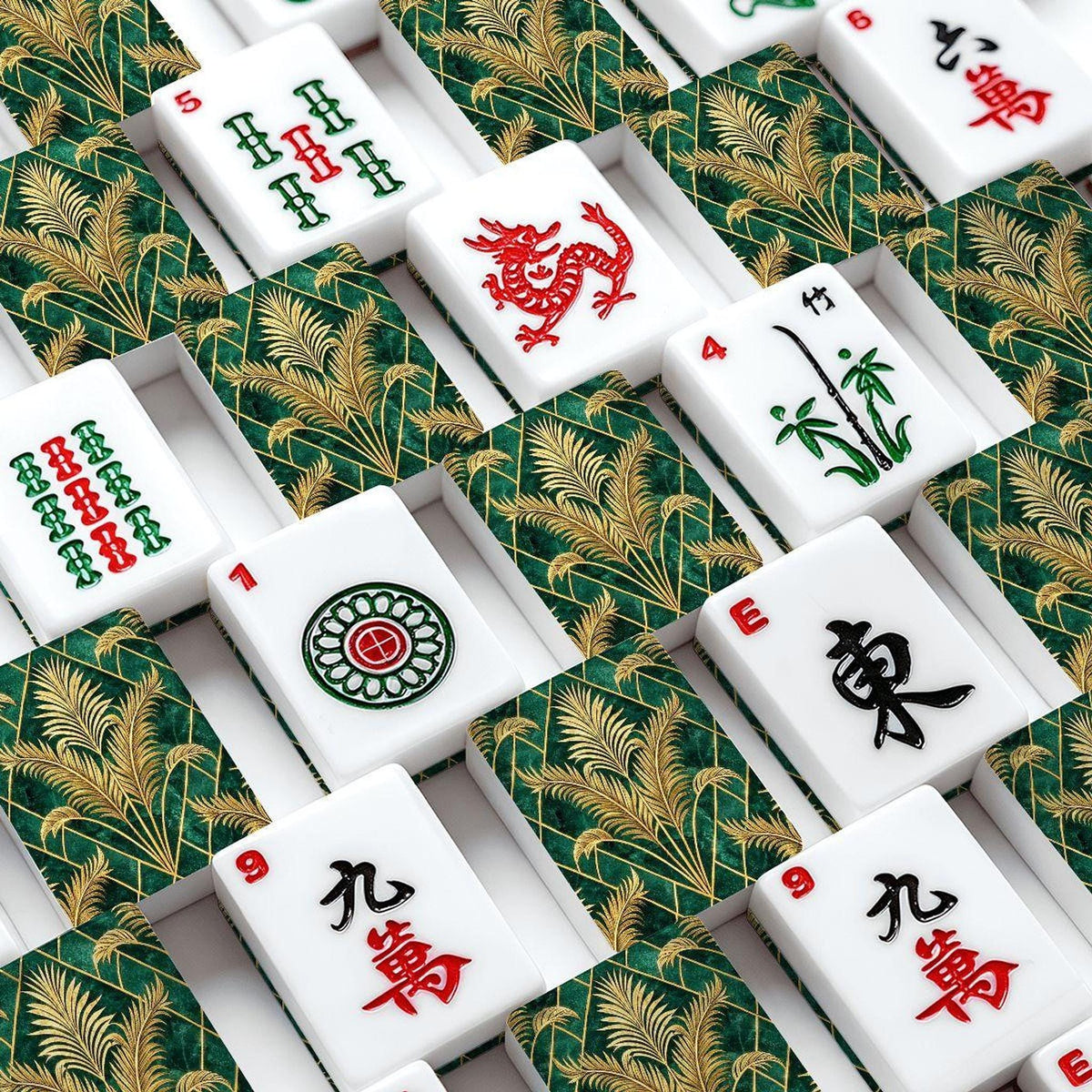American Mahjong Golden Palm Acrylic Tile Set, 166 Pieces with Jokers