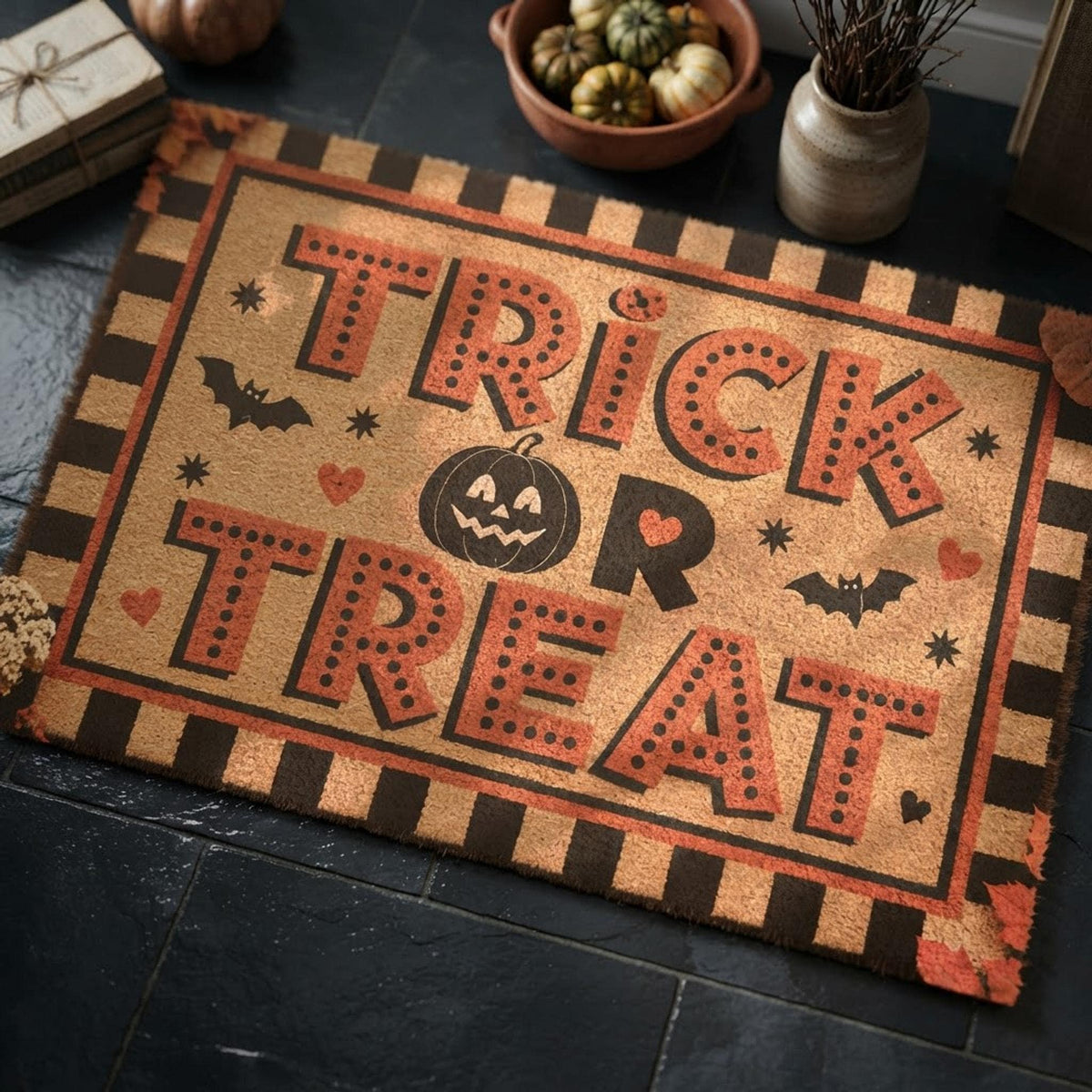 Halloween Coir Doormat, 24 × 16 Inch with Anti-Slip Backing