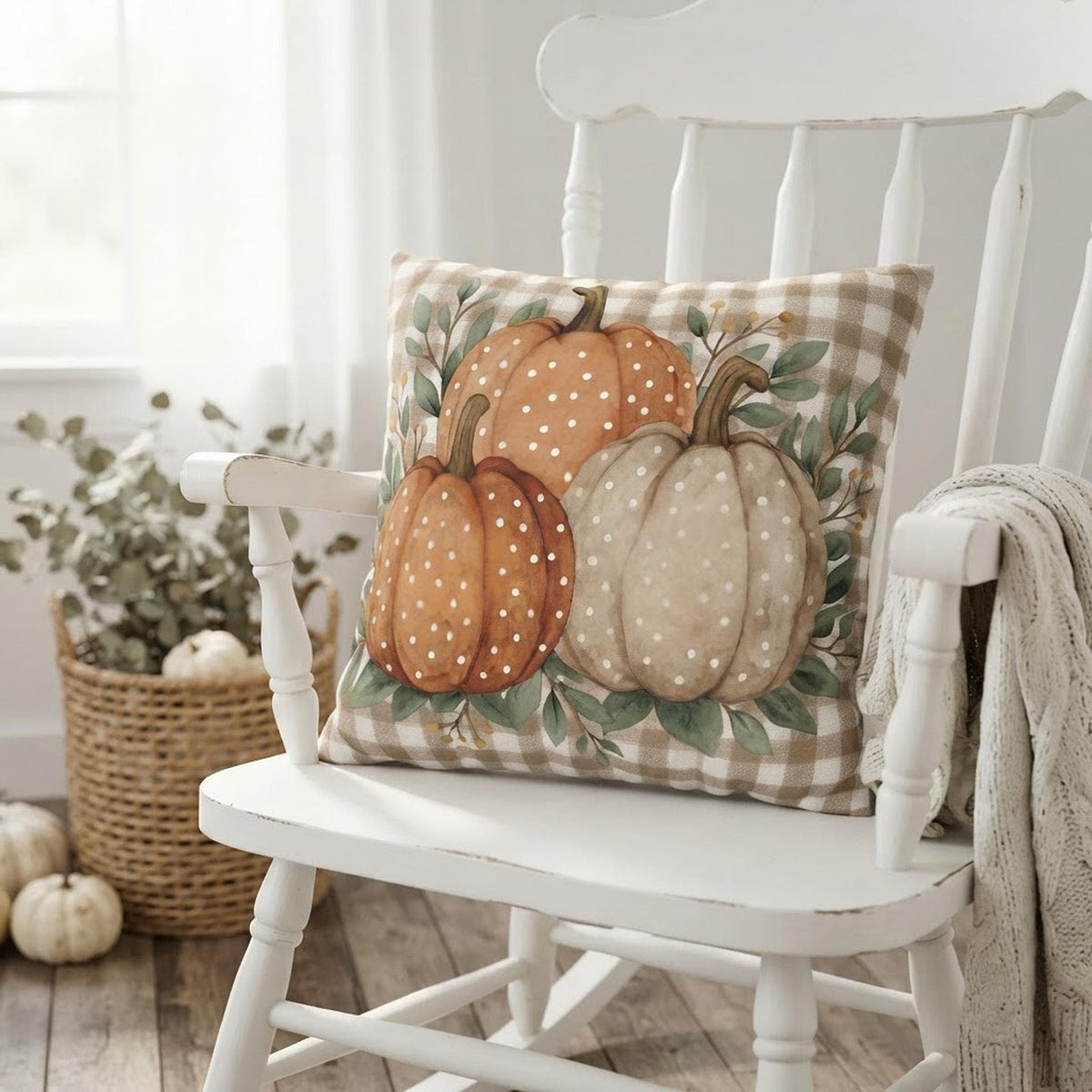 Fall Pillow Cover, Double-Sided Pumpkin Print in Faux Suede, Four Sizes