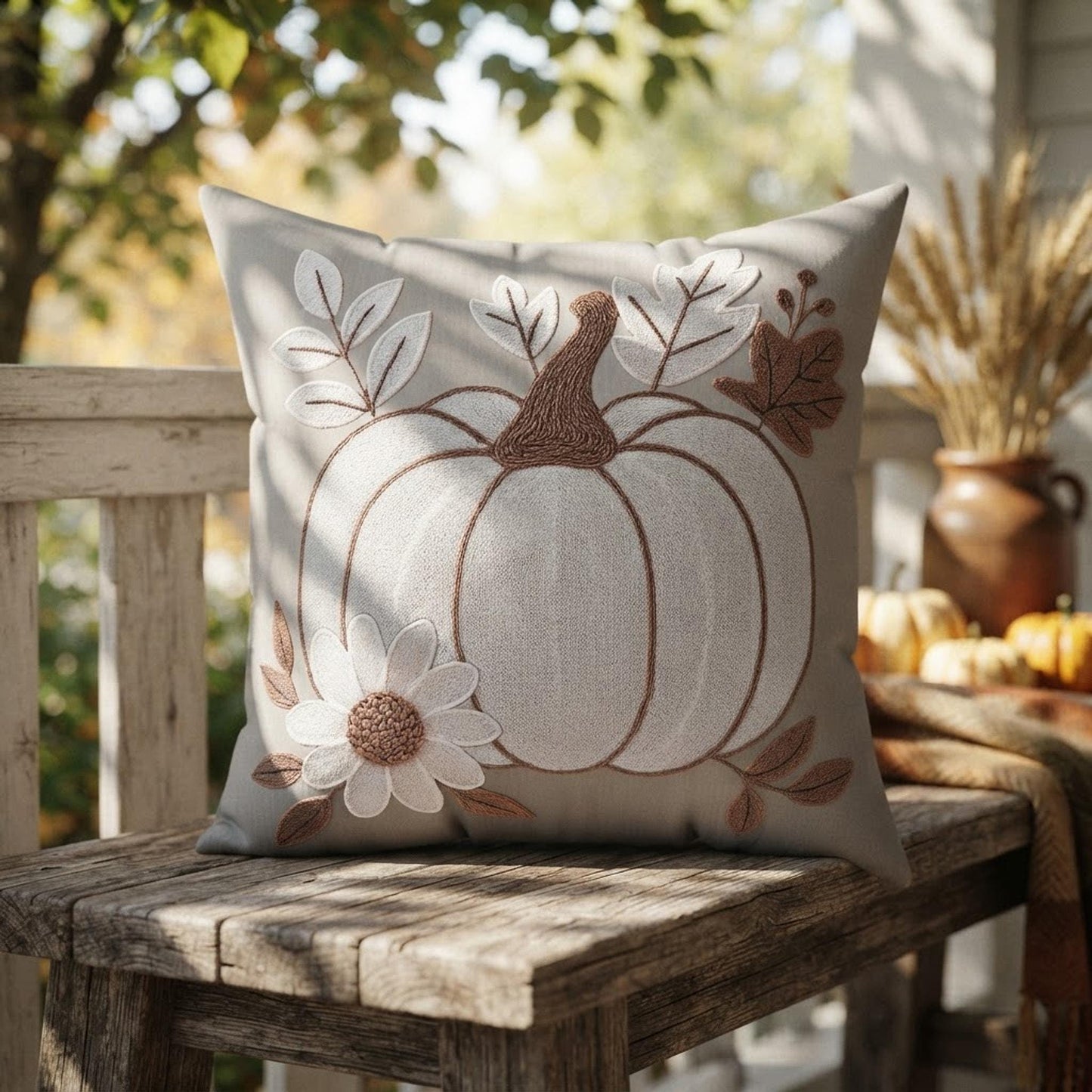 Zippered Washable Pumpkin Pillow, Faux Suede Double-Sided Print with Concealed Closure