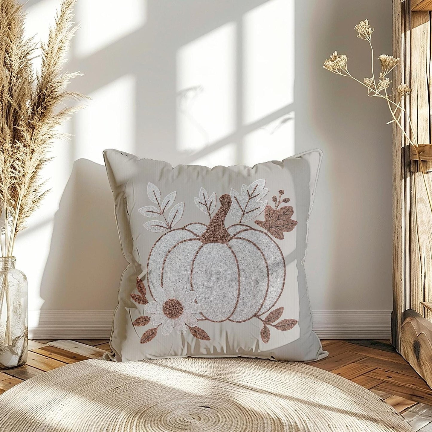 Zippered Washable Pumpkin Pillow, Faux Suede Double-Sided Print with Concealed Closure