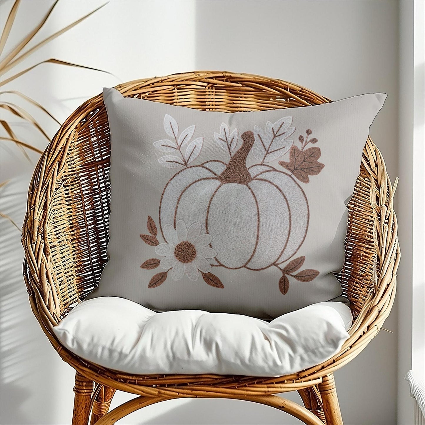 Zippered Washable Pumpkin Pillow, Faux Suede Double-Sided Print with Concealed Closure