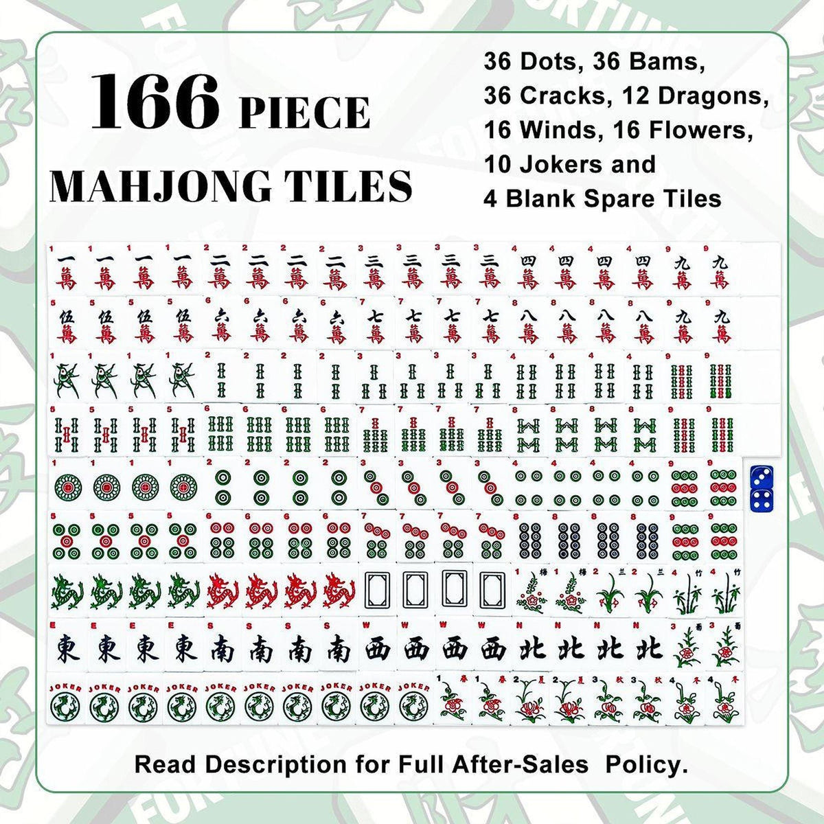 American Mahjong Acrylic Tile Set, 166 Pieces with Jokers, Retro Butterfly Design