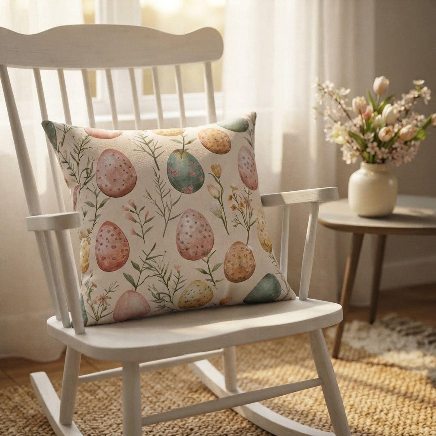 Easter Egg Throw Pillow, 100% Polyester with Insert and Double-Sided Print