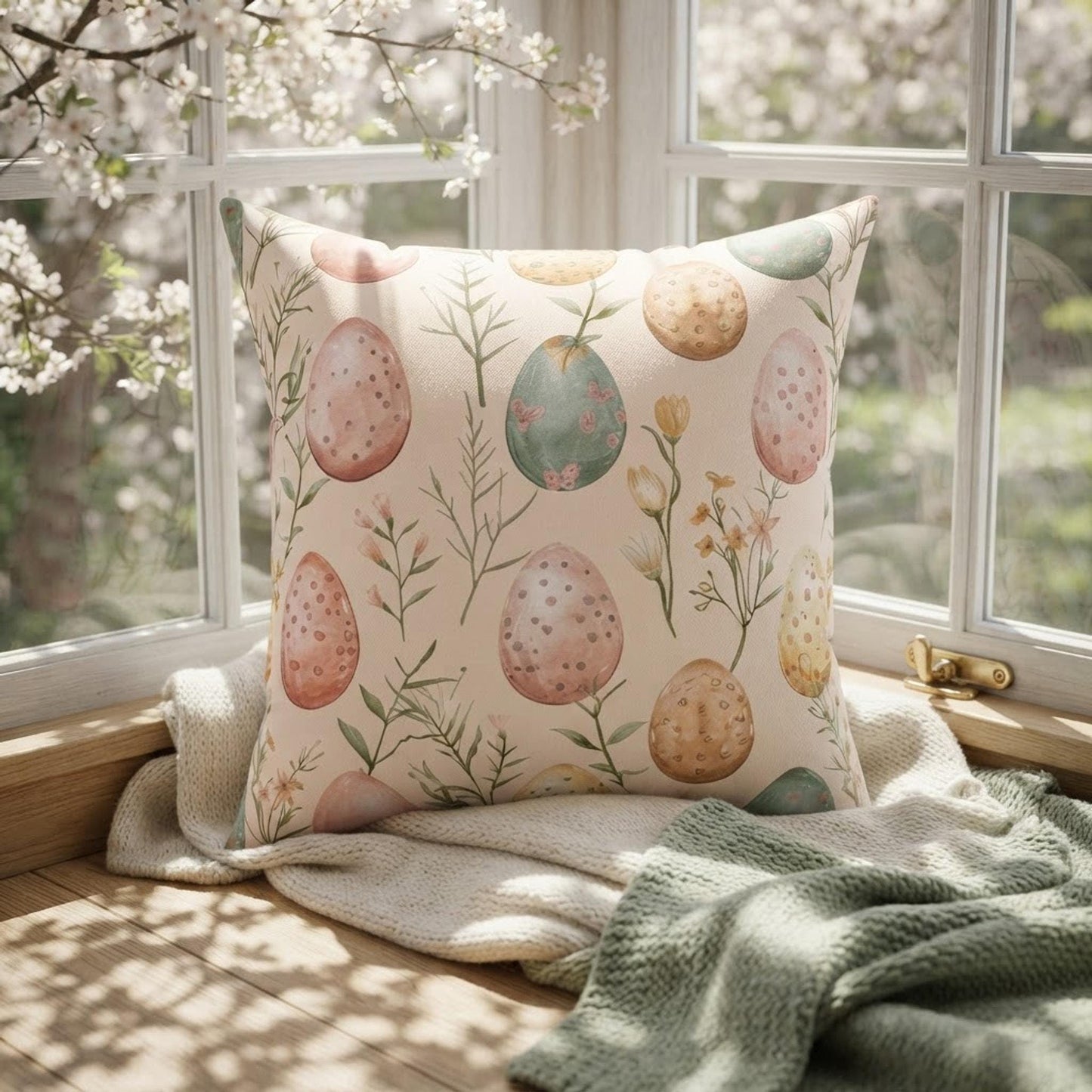 Easter Egg Throw Pillow, 100% Polyester with Insert and Double-Sided Print