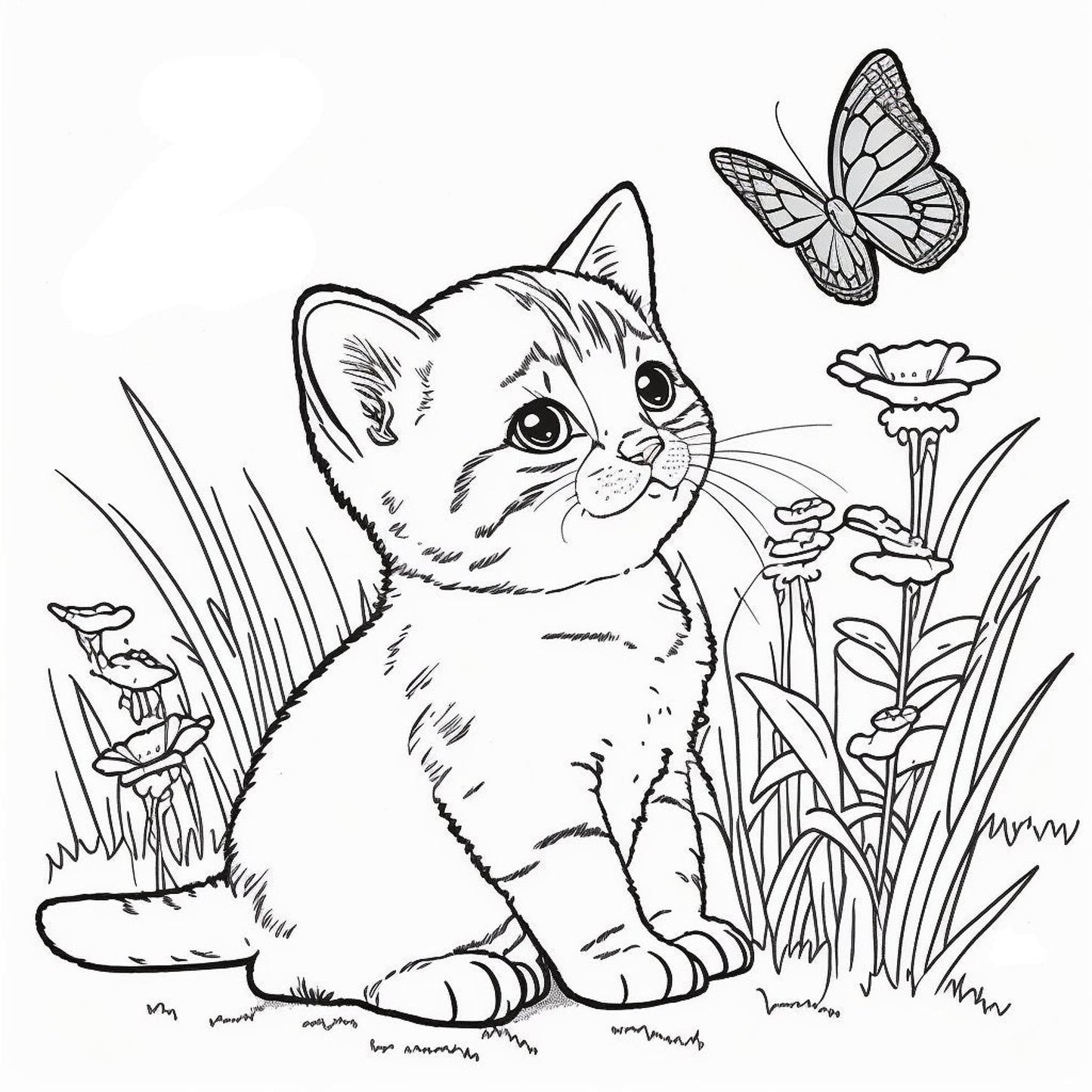 Kitten Color Pages, 20 AI-Generated Printable Designs, Instant Digital Download